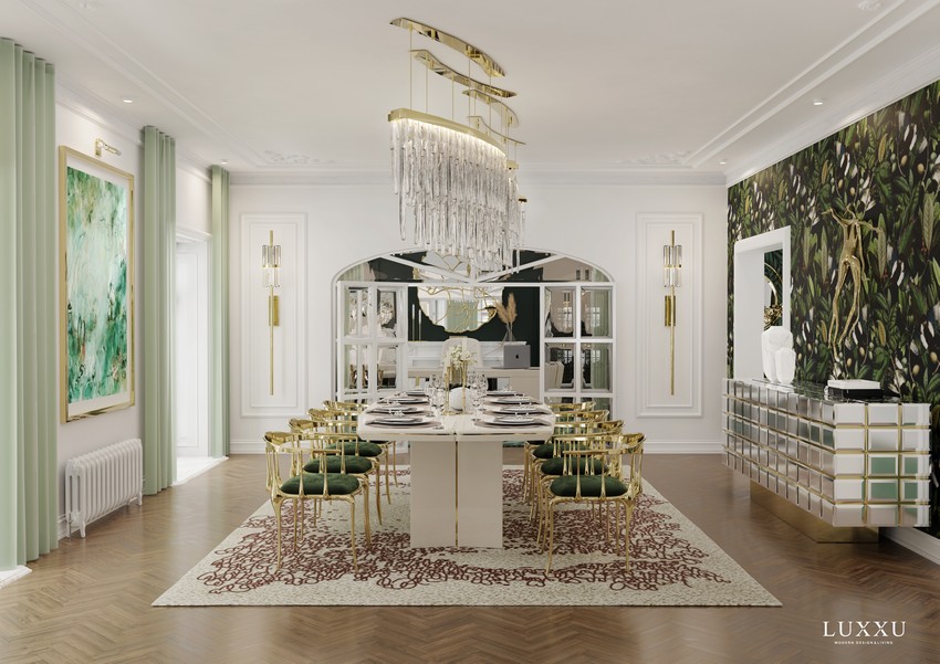 white-toned dining room