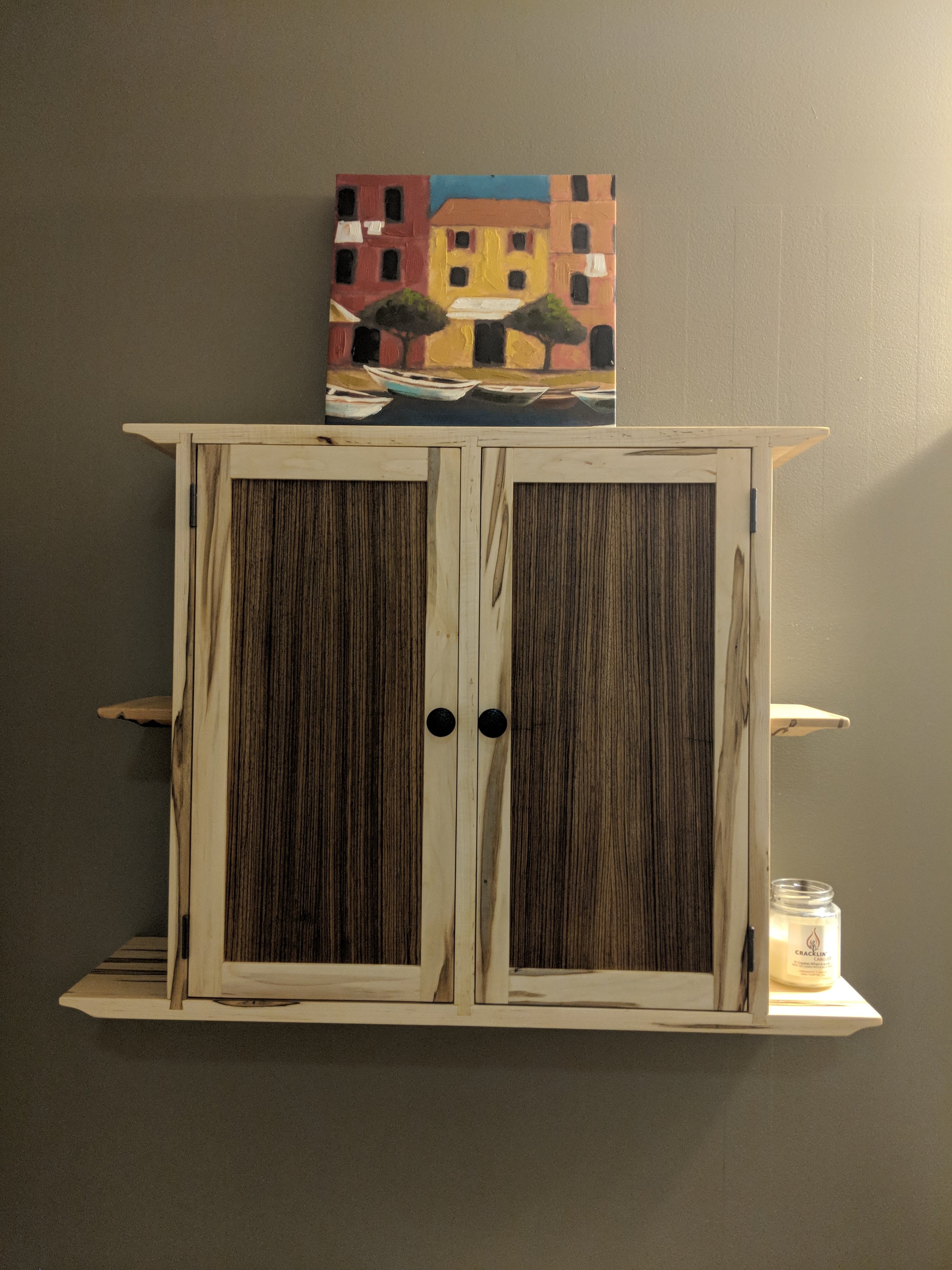Bathroom Cabinet - Ambrosia Maple and Zebra Wood