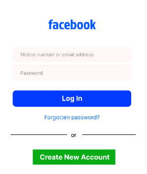facebook login page