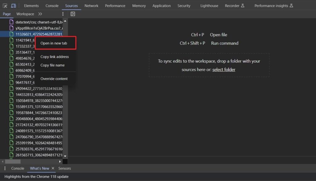 tap open in new tab option