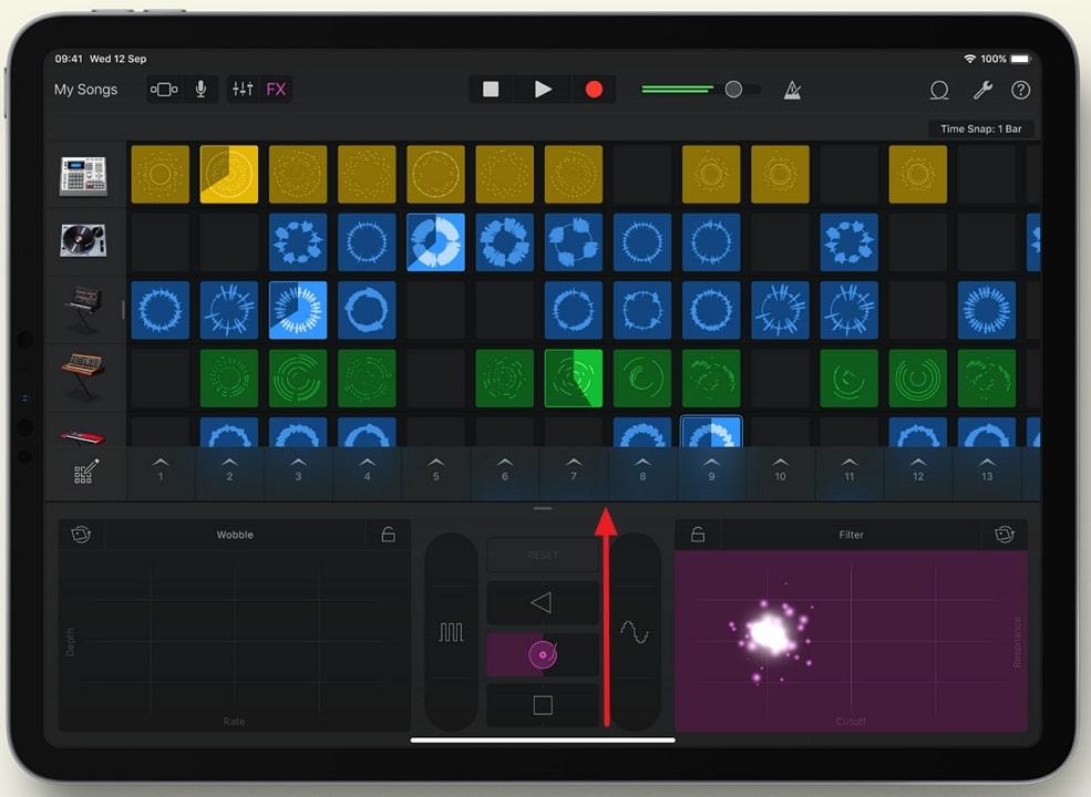 exit garageband on ipad