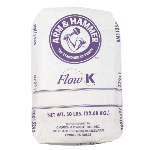 white paper bag with purple text and arm & hammer logo