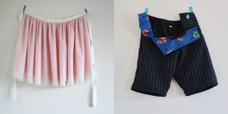 Handmade ring bearer and flower girl outfits made from Oliver + S patterns.