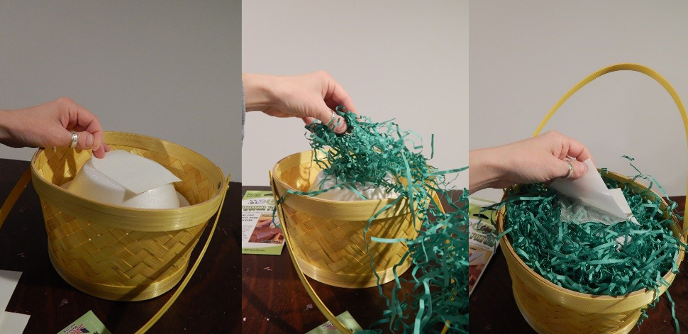 Add another UGluâ“‡ Power Patch to the top and maybe around the sides of bowl to stick your filler grass and scatter it around so your basket looks full. Make sure to save some for some extra â€œfluffâ€ later.