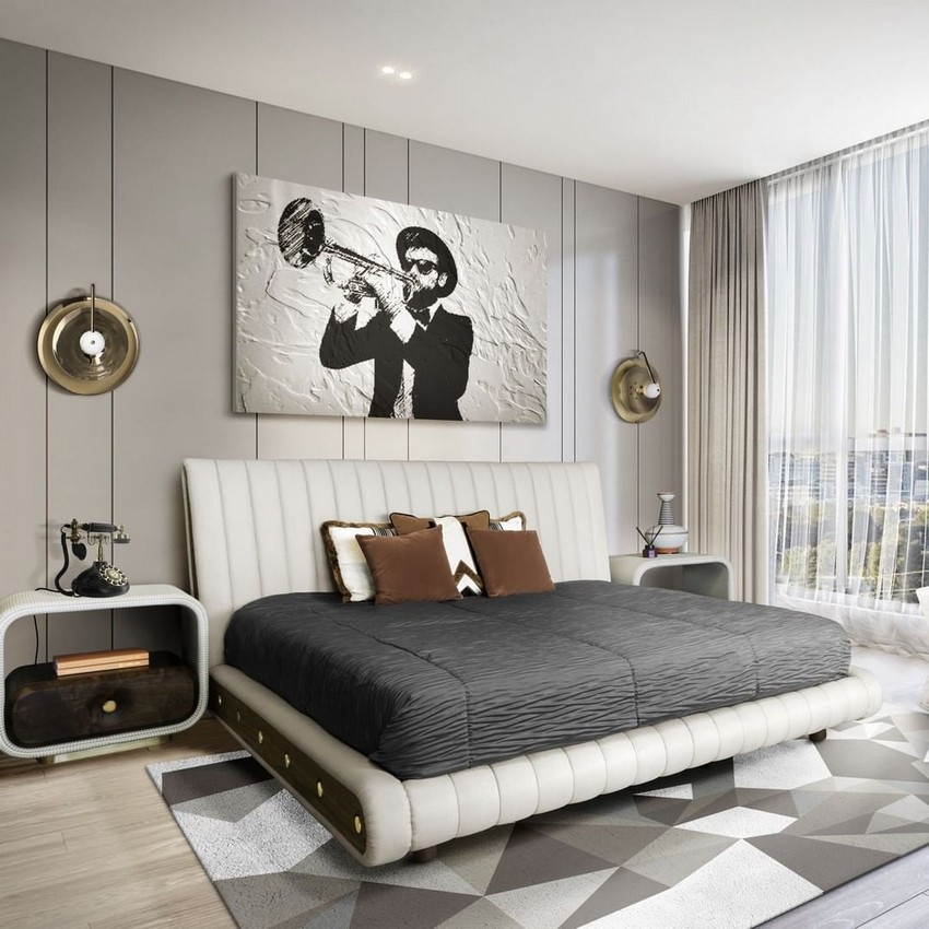 mid-century white bedroom