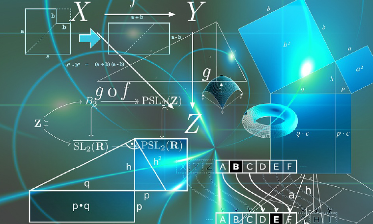 A complex chart with a variety of numbers, letters, and equations.