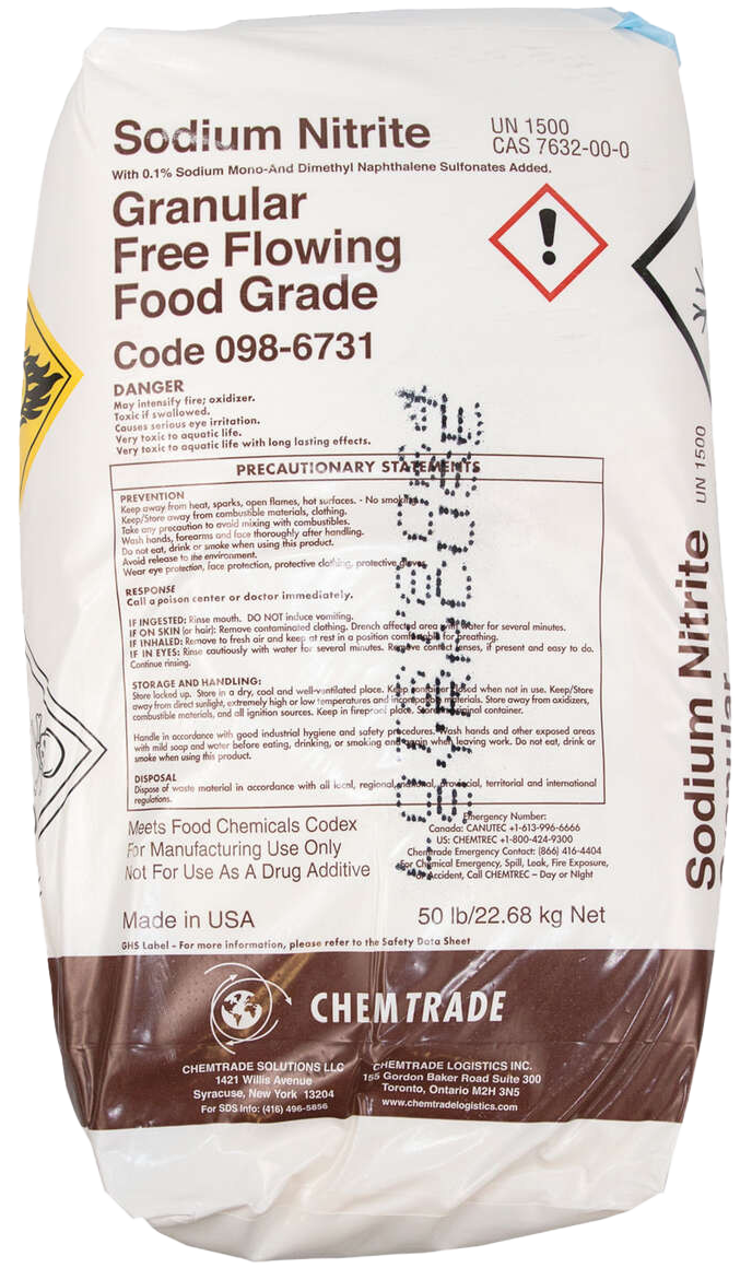 white paper bag with brown text
