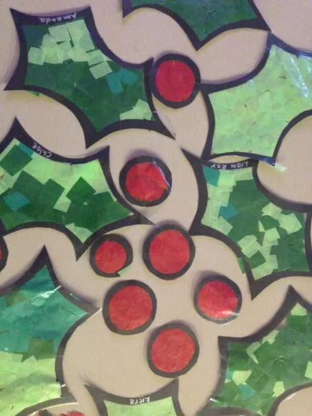 Stained Glass Holly Leaves