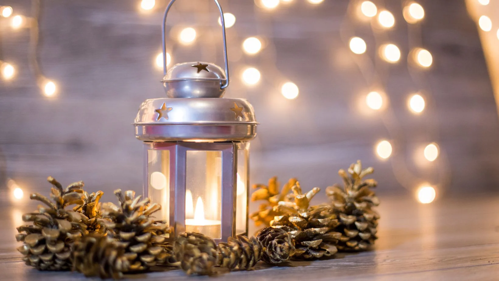 A candle inside a lantern