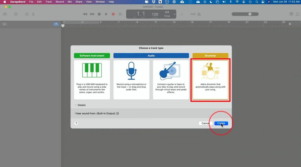 press the create button
