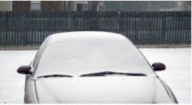 snow on windshield