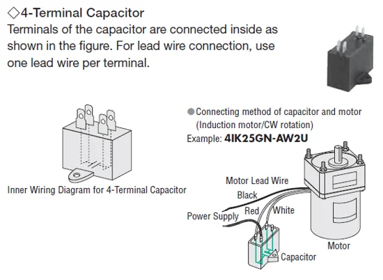 Wiring a 4-terminal capacitor