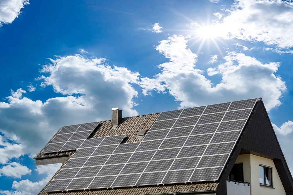 Solar panels on a modern home.