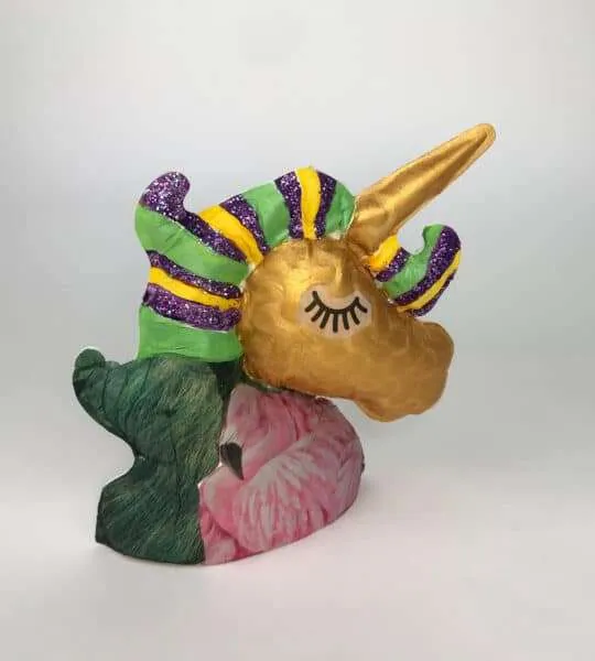 Letterbox sculptures unicorn edition gold and green