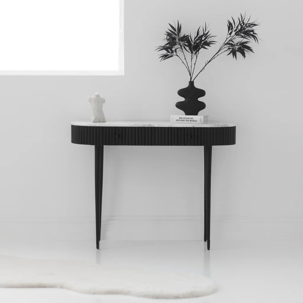 Marble Ribbed Console Table
