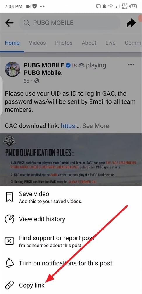 copy the main video link