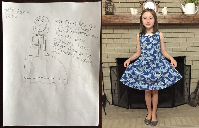 Melani's dress sketch and finished