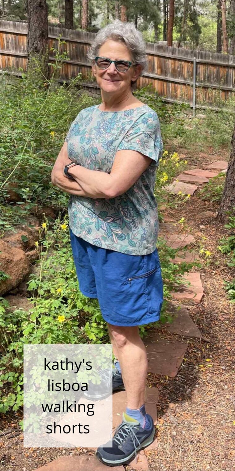 Liesl + Co Lisboa Walking Shorts-Kathy modeling her hiking version of the Lisboa Shorts
