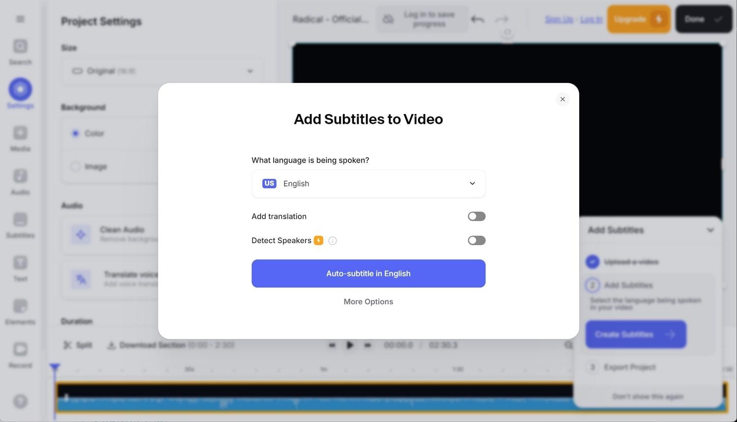 veed.io add subtitles to video