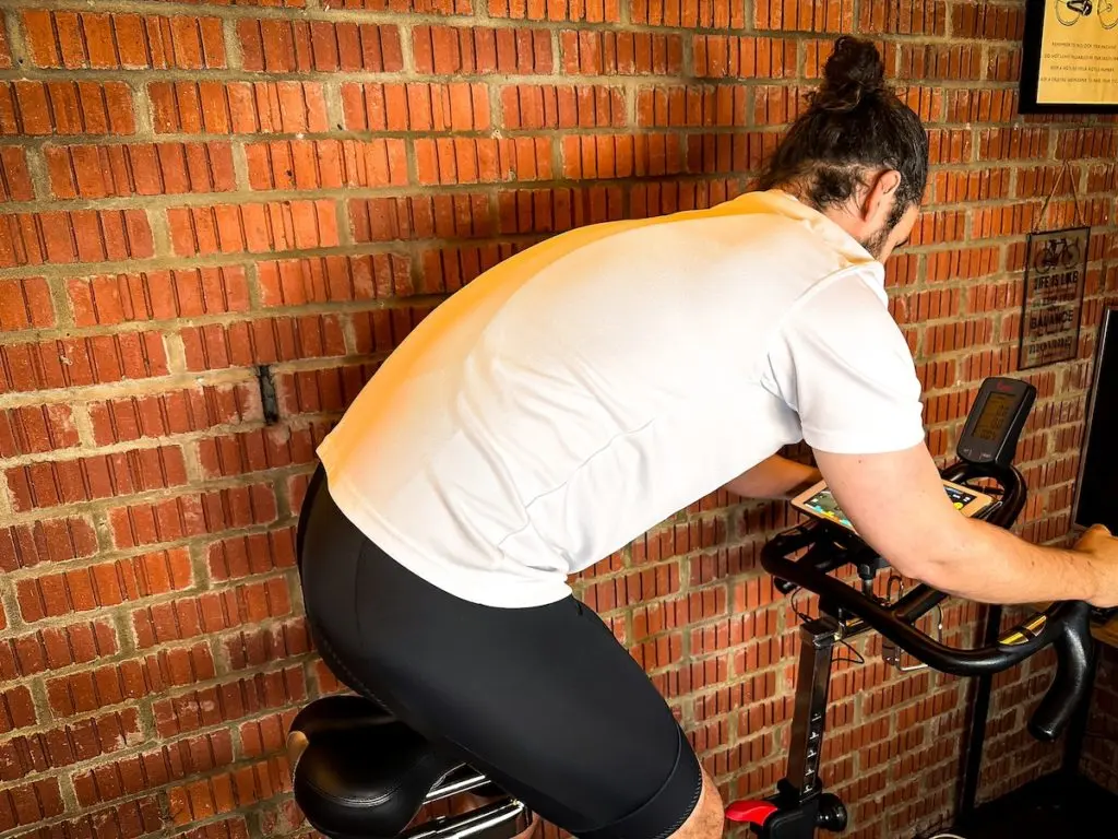 Cyclist preparing for a ride