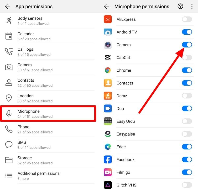 give permission to specific app