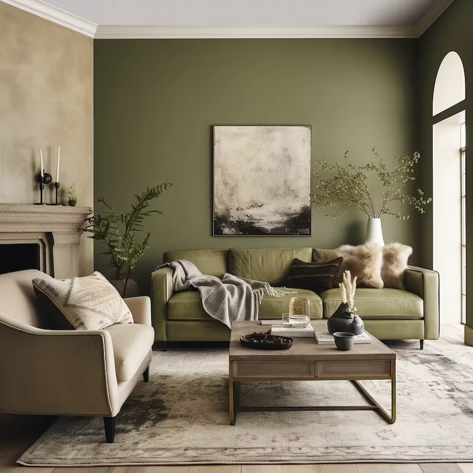 Olive Green with Taupe