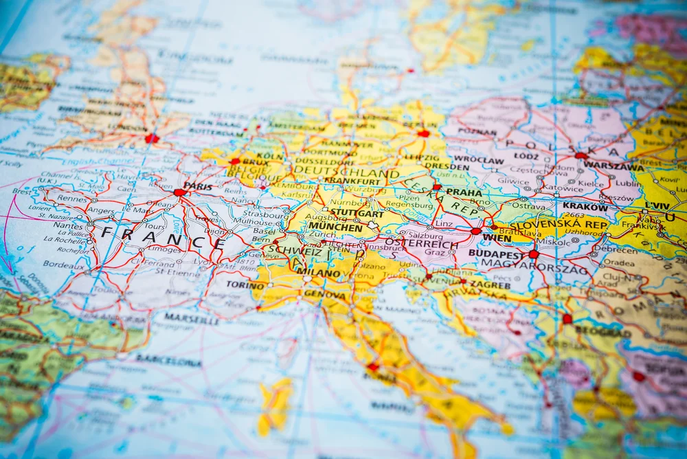 A map of Europe.