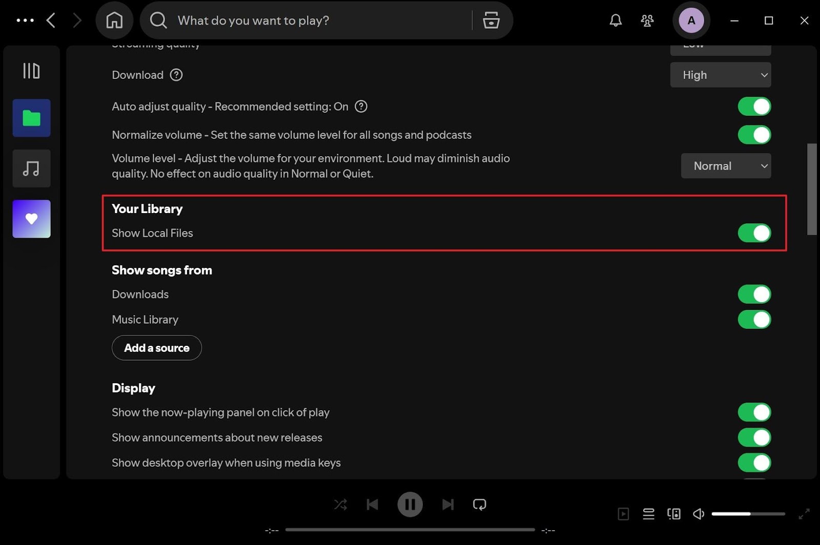 enable the local files feature