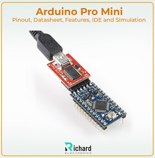 Arduino Pro Mini, Arduino Pro Mini Pinout, Arduino Pro Mini Features, Arduino Pro Mini Specifications, Arduino Pro Mini Specifications, Arduino Pro Mini Led Blinking