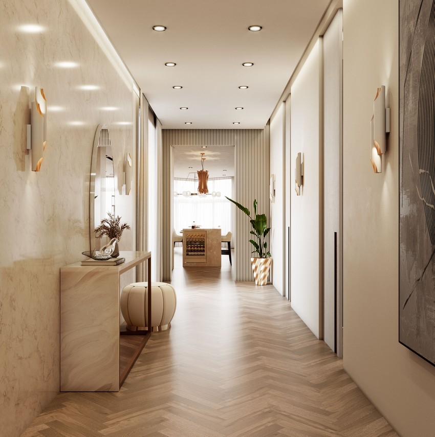 modern entryway design in neutral tones
