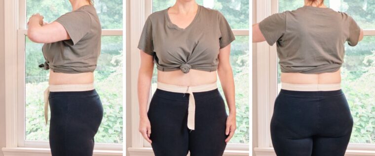 Close up photos of muslin fitting band
