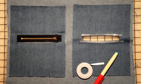 exposed zippers on welt pockets