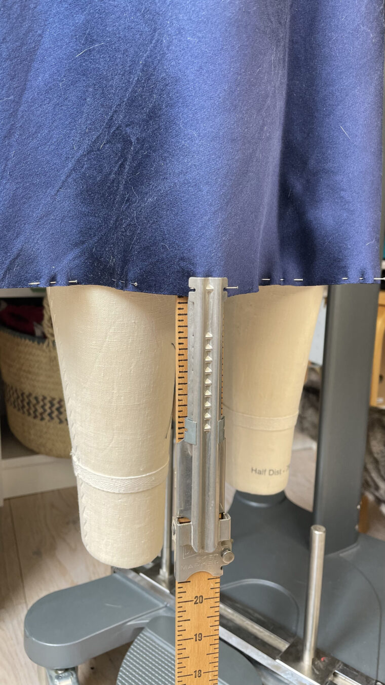 Garibaldi bias slip skirt marking the hem