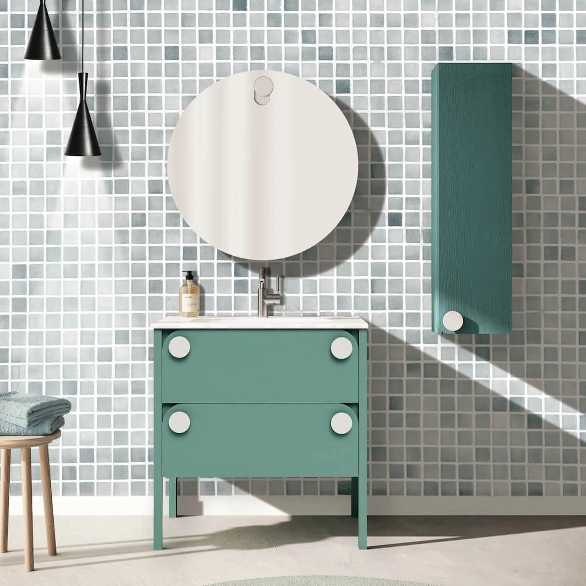 DOT_handle_2 drawer_moss green+pure white_square