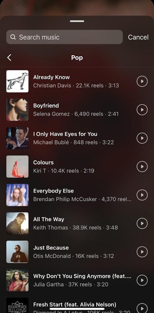 search for the audio