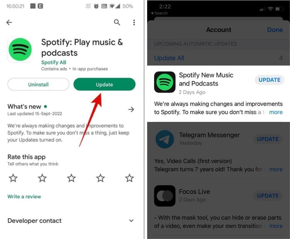 Update The Spotify App