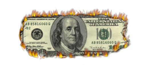 money on fire