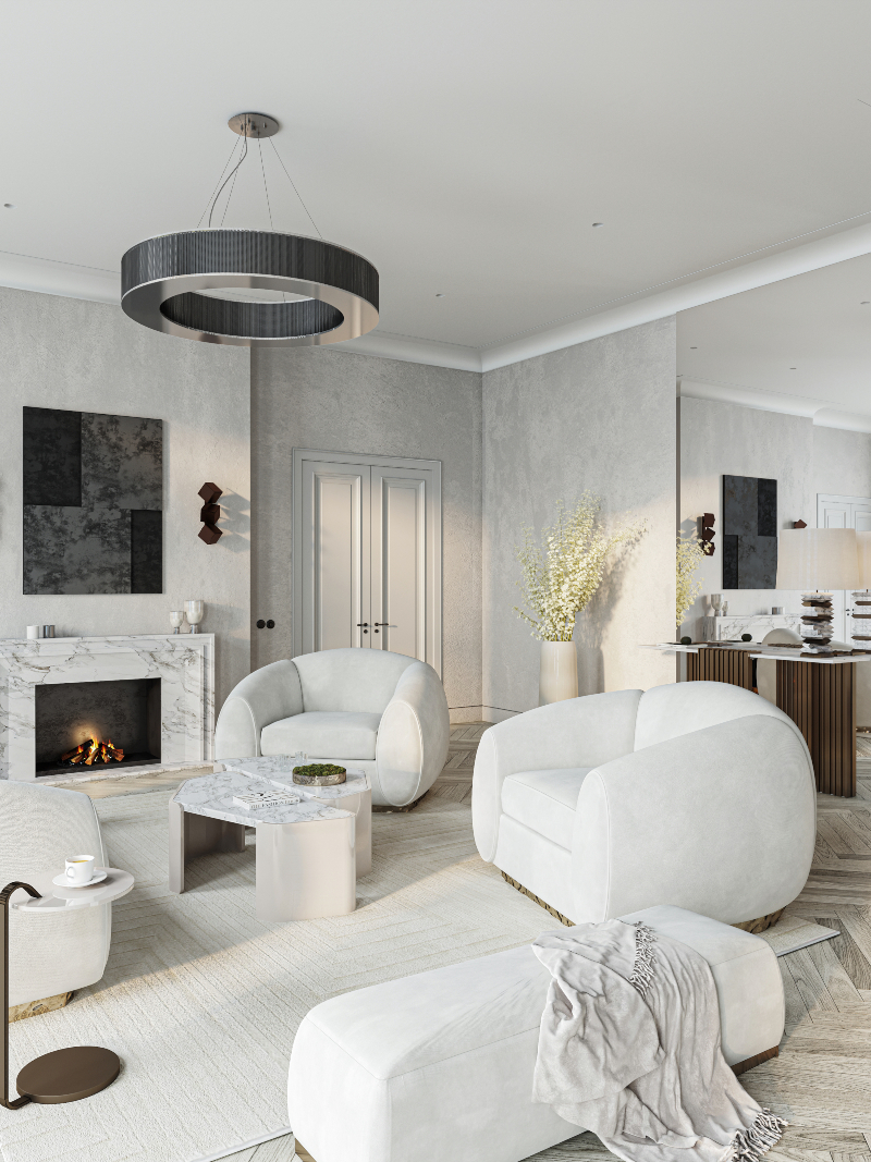 Clean Smooth Living Room By Covet House And Olga Bondareva