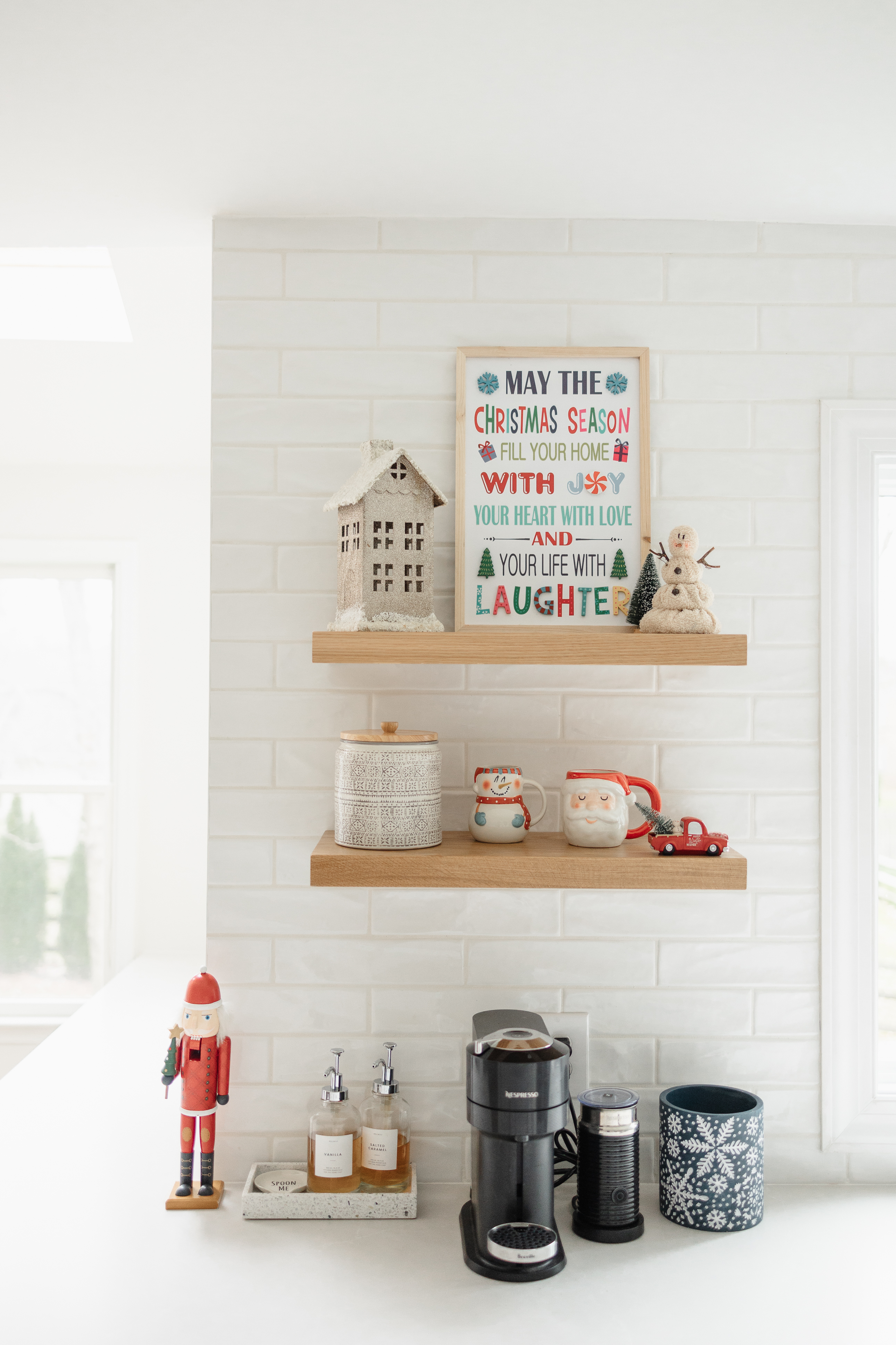 Gena Jaffe captures holiday decor and kitchen storage together.