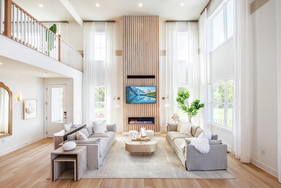 Great room featuring Scandinavian interior design