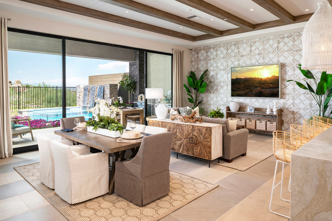 Contemporary living room with indoor-outdoor transitions