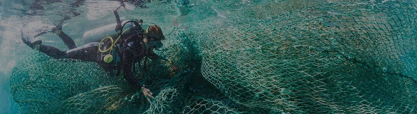 Fishing nets in the sea