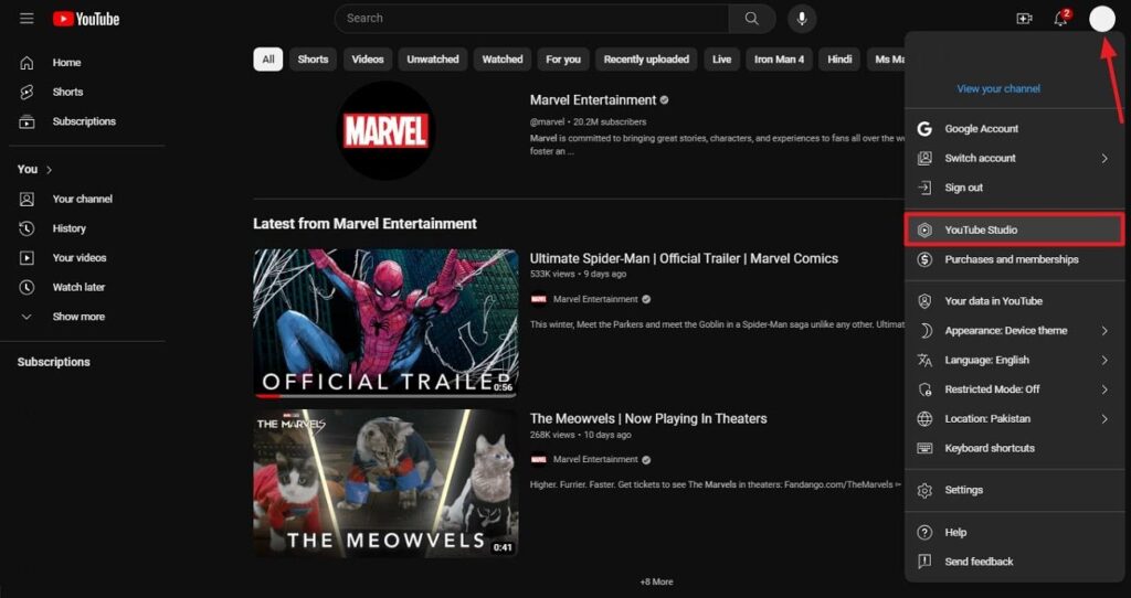 access youtube studio