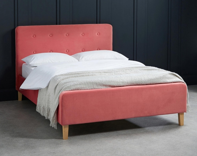 Pierre Coral Crushed Velvet Bed