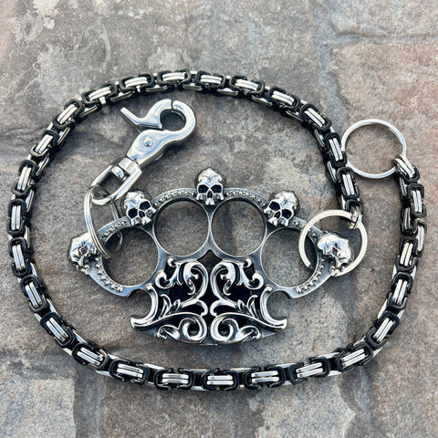 SANITY JEWELRY® Wallet Chain 24†Royal Four Finger Ring Wallet Chain - Black & Silver Daytona Deluxe - WC3D
