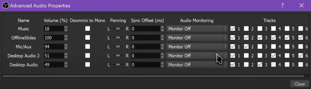 advanced audio properties dialog