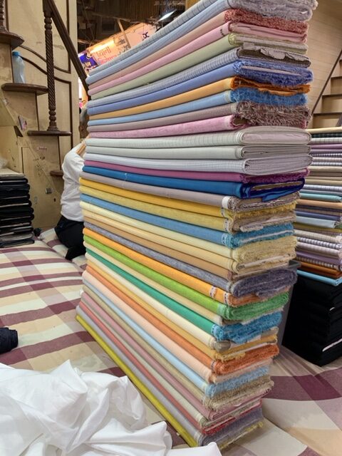 Talk stack of solid linen fabrics