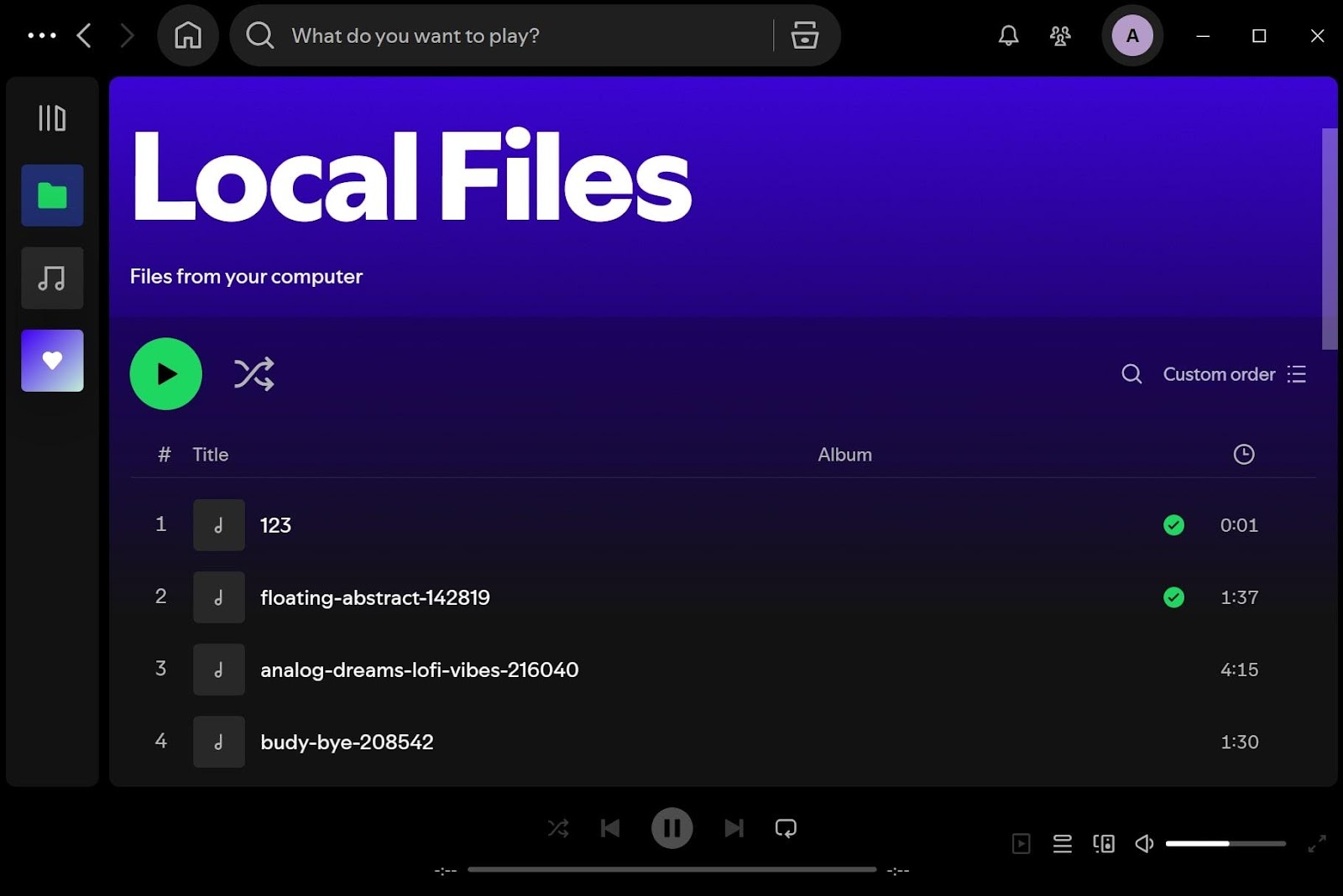 access the local files playlist