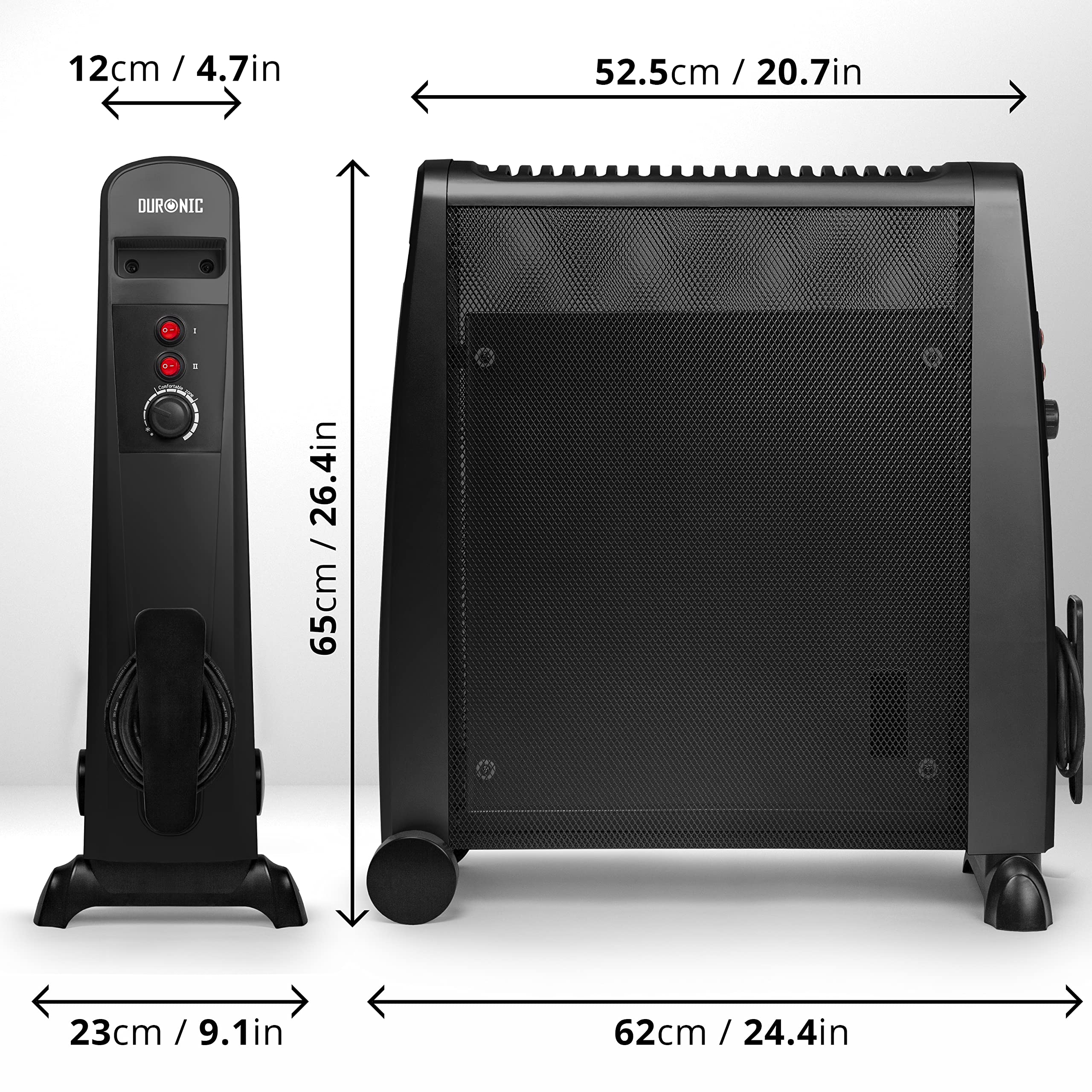 Duronic Electric Heater HV101 Oil Free Convection Heaters, Micathermic Panel Heaters, Portable Mica Panel Heater for Heating up Homes, Bedrooms, Offices & Garage Spaces