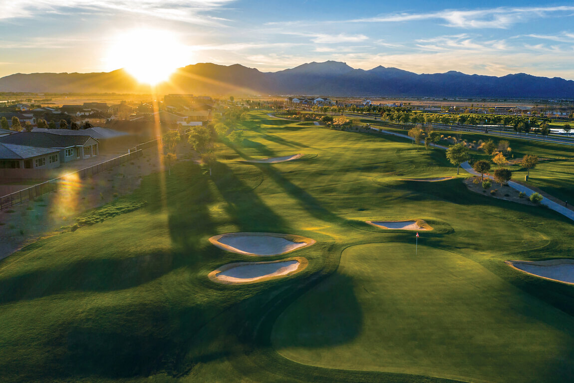 Golf course at sunset